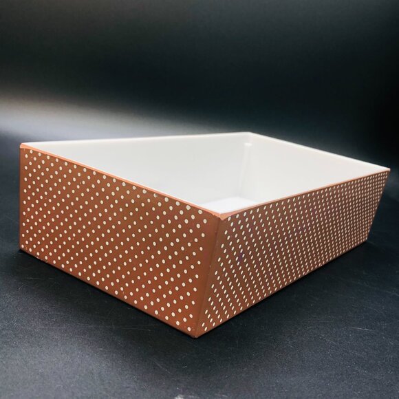 60s Polka Dots Pastel Brown Tissue Box Cover Midcentury Bathroom Utility Decor - Picture 5 of 10